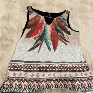 Boho Feather Print Tank Top